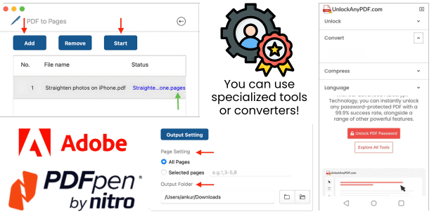 Is it possible to Convert a Complete PDF to Individual Pages (Apple Pages)?